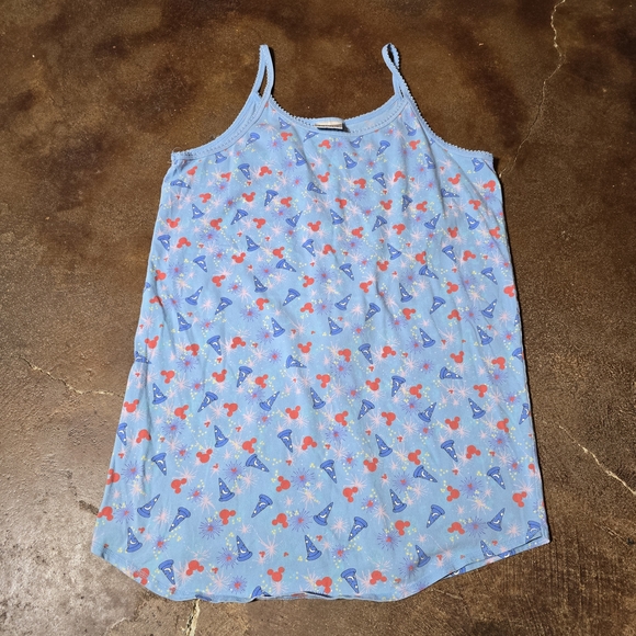 Walt Disney World Mickey Fantasia Nightgown Sleepwear Blue 100% Cotton XL - Picture 1 of 7